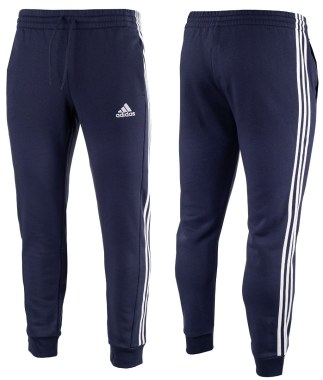 spodnie-meskie-adidas-essentials-fleece-3-stripes-tapered-cuff-granatowe-ij6493-1a